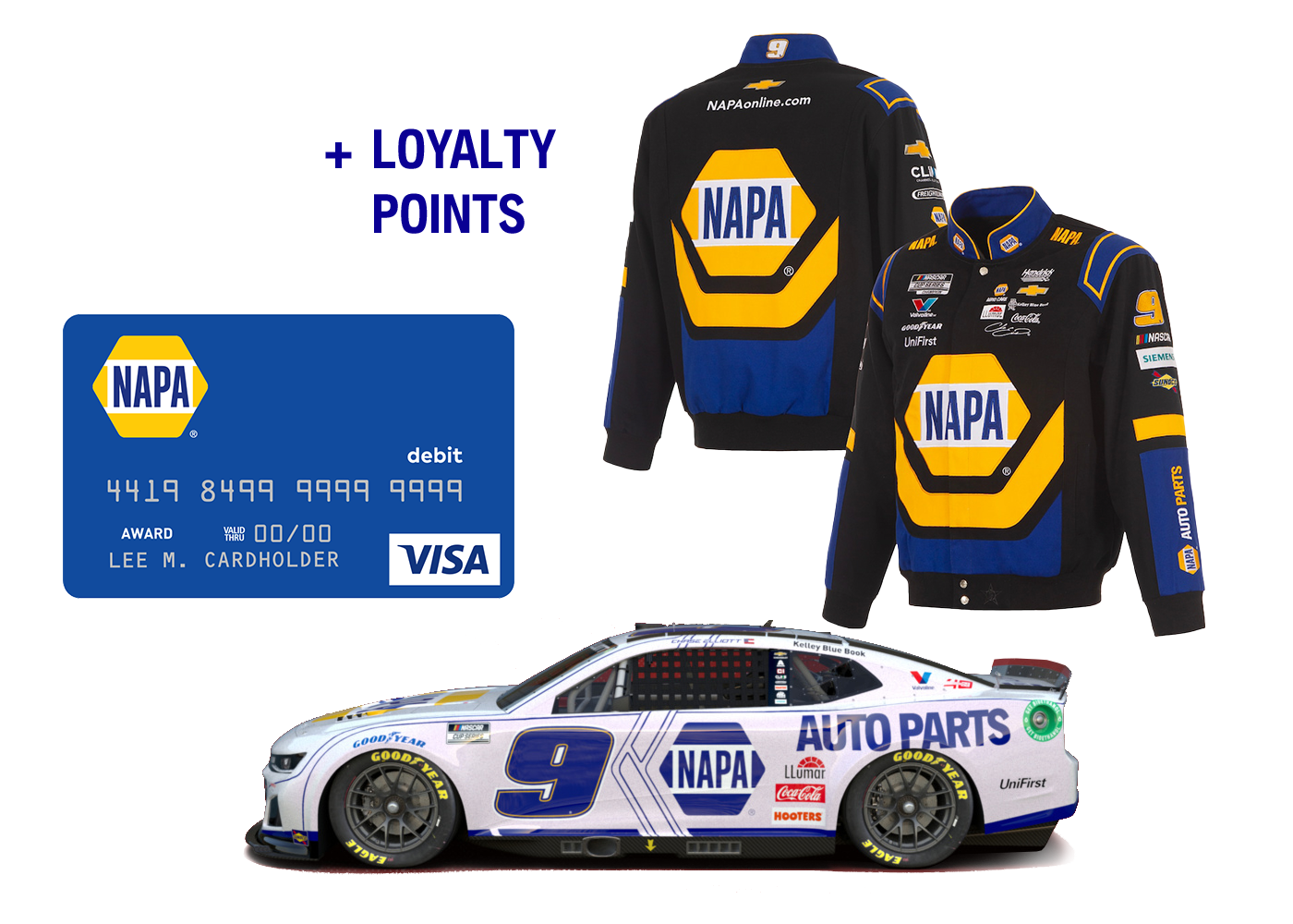 Prize drawing options: NAPA gift card, loyalty points, branded merch and more.